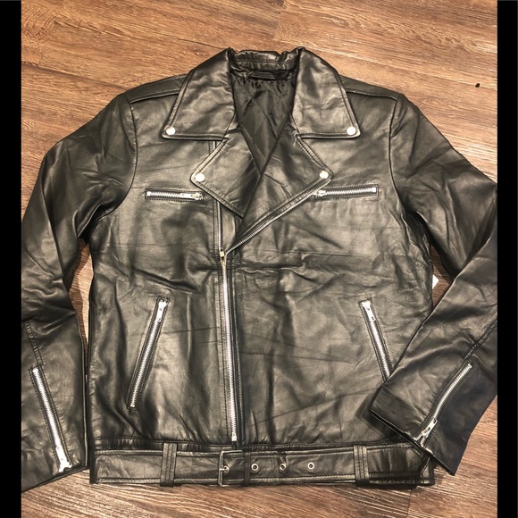 ✈️ Motorcycle Leather Biker Jacker Real leather NW - Picture 5 of 6
